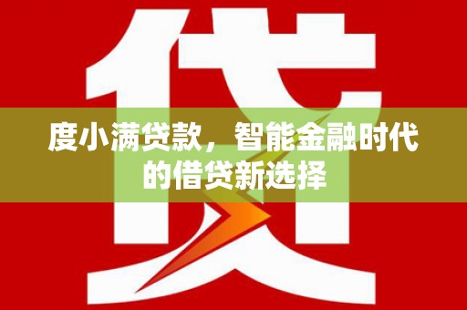 蒲江度小满贷款，智能金融时代的借贷新选择