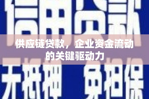 蒲江供应链贷款，企业资金流动的关键驱动力