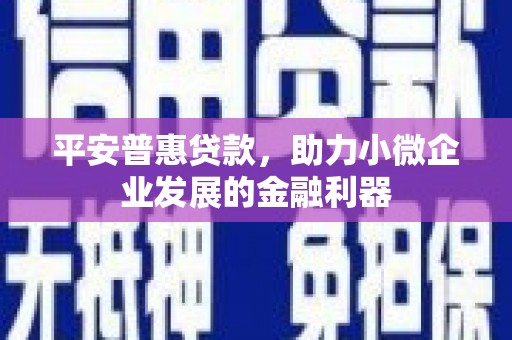 蒲江平安普惠贷款，助力小微企业发展的金融利器