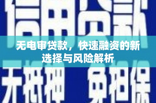 蒲江无电审贷款，快速融资的新选择与风险解析