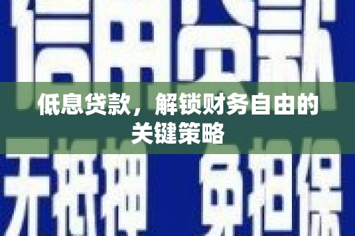 蒲江低息贷款，解锁财务自由的关键策略