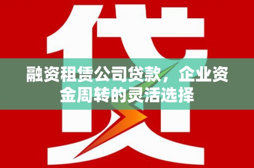 蒲江融资租赁公司贷款，企业资金周转的灵活选择