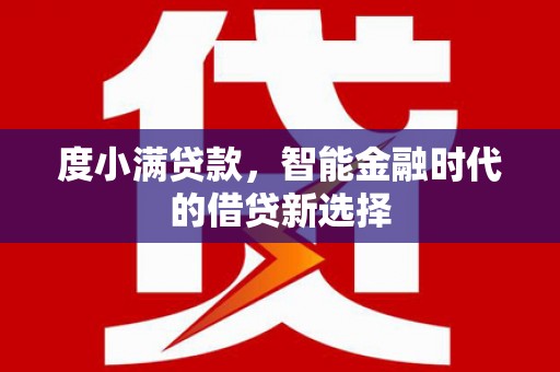 蒲江度小满贷款，智能金融时代的借贷新选择