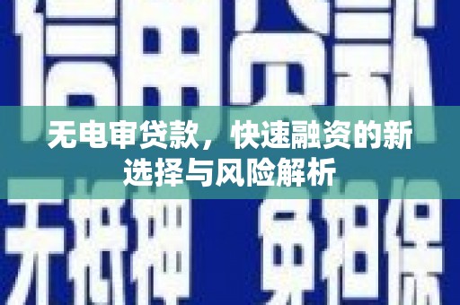 蒲江无电审贷款，快速融资的新选择与风险解析