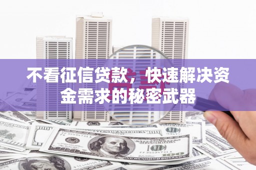 蒲江不看征信贷款，快速解决资金需求的秘密武器