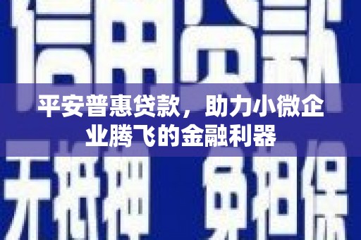 蒲江平安普惠贷款，助力小微企业腾飞的金融利器