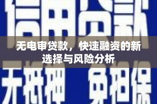 蒲江无电审贷款，快速融资的新选择与风险分析