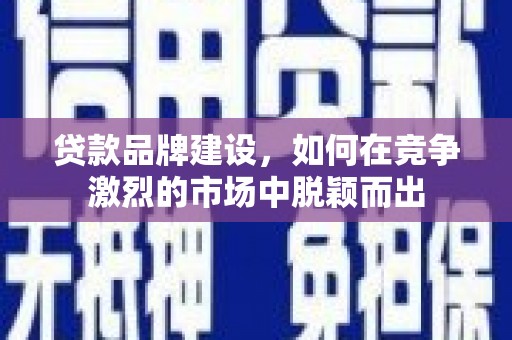 蒲江贷款品牌建设，如何在竞争激烈的市场中脱颖而出