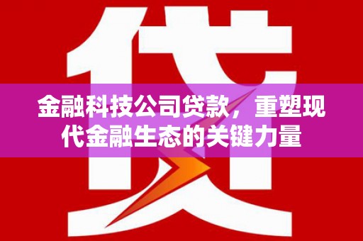 蒲江金融科技公司贷款，重塑现代金融生态的关键力量
